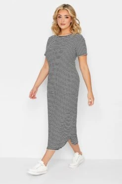 YOURS PETITE - Robe Midaxi Noire à Rayures