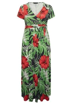 YOURS - Robe Rouge & Verte Maxi Imprimé Tropical -GrandeTendance Boutique 8c5874a3 0912 41 301697 X
