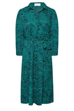 YOURS LONDON - Robe Verte Manches Longues Animal -GrandeTendance Boutique 8e64d222 2ad9 4d 161608 X