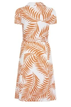 YOURS PETITE - Robe Midi Blanche & Orange Feuilles -GrandeTendance Boutique 8ef76775 7ff4 45 174477 Y