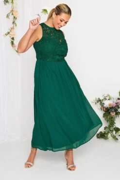 YOURS LONDON - Robe Verte Forêt Maxi En Mousseline Demoiselle D'Honneur -GrandeTendance Boutique 8f513569 e83c 45 161891 B