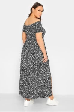 Robe Noire Petites Fleurs Maxi Design Bardot -GrandeTendance Boutique 8f743924 9e33 48 137289 C