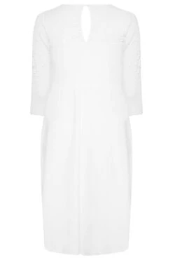 YOURS LONDON - Robe Blanche Midi Encolure & Manches Dentelle -GrandeTendance Boutique 908b6946 5f3b 43 162029 Y