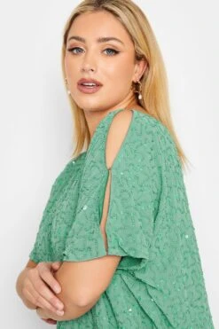 LUXE - Robe Coupe Droite Vert Pistache à Sequins -GrandeTendance Boutique 90a12e16 b1a7 4d 161876 D