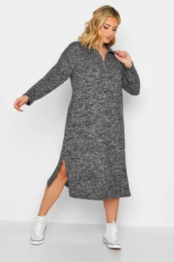 Robe Midaxi En Gris Charbonneux Toucher Doux