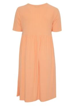 LIMITED COLLECTION - Robe Midi Orange Nervuré Peplum -GrandeTendance Boutique 921e8883 7750 4b 214631 Y