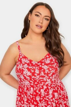 YOURS - Robe Rouge Floral Volanté Fines Bretelles -GrandeTendance Boutique 92b2b45e 11b4 46 137423 C