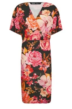 YOURS PETITE - Robe Midi Noire Floral Rose Cache-Coeur -GrandeTendance Boutique 92fb055c d7c4 41 174574 X