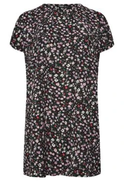 YOURS - Robe Noire Floral Rose Coupe Droite -GrandeTendance Boutique 93a96ff5 7fe8 44 137526 X
