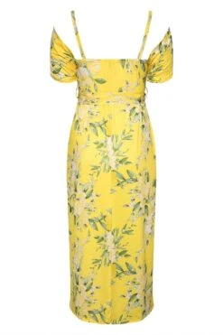 YOURS LONDON - Robe Jaune Floral Design Bardot -GrandeTendance Boutique 946799ec 0005 40 161530 Y