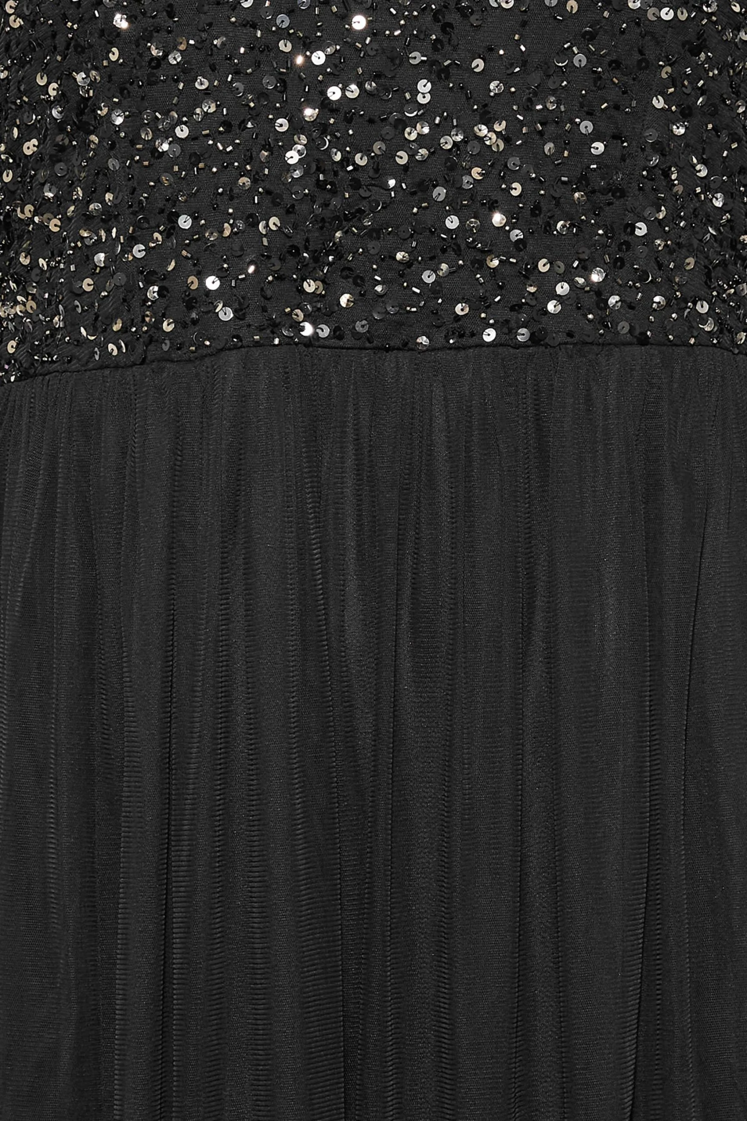 LUXE - Robe Noire Maxi Sequins Manches Courtes & Volantées 7 LUXE - Robe Noire Maxi Sequins Manches Courtes & Volantées – Image 5