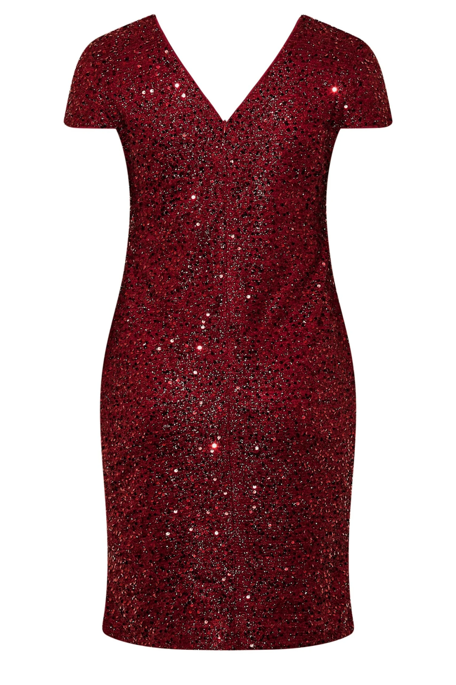 YOURS LONDON - Robe Sequin Rouge Coupe Droite Manches Courtes 9 YOURS LONDON - Robe Sequin Rouge Coupe Droite Manches Courtes – Image 7