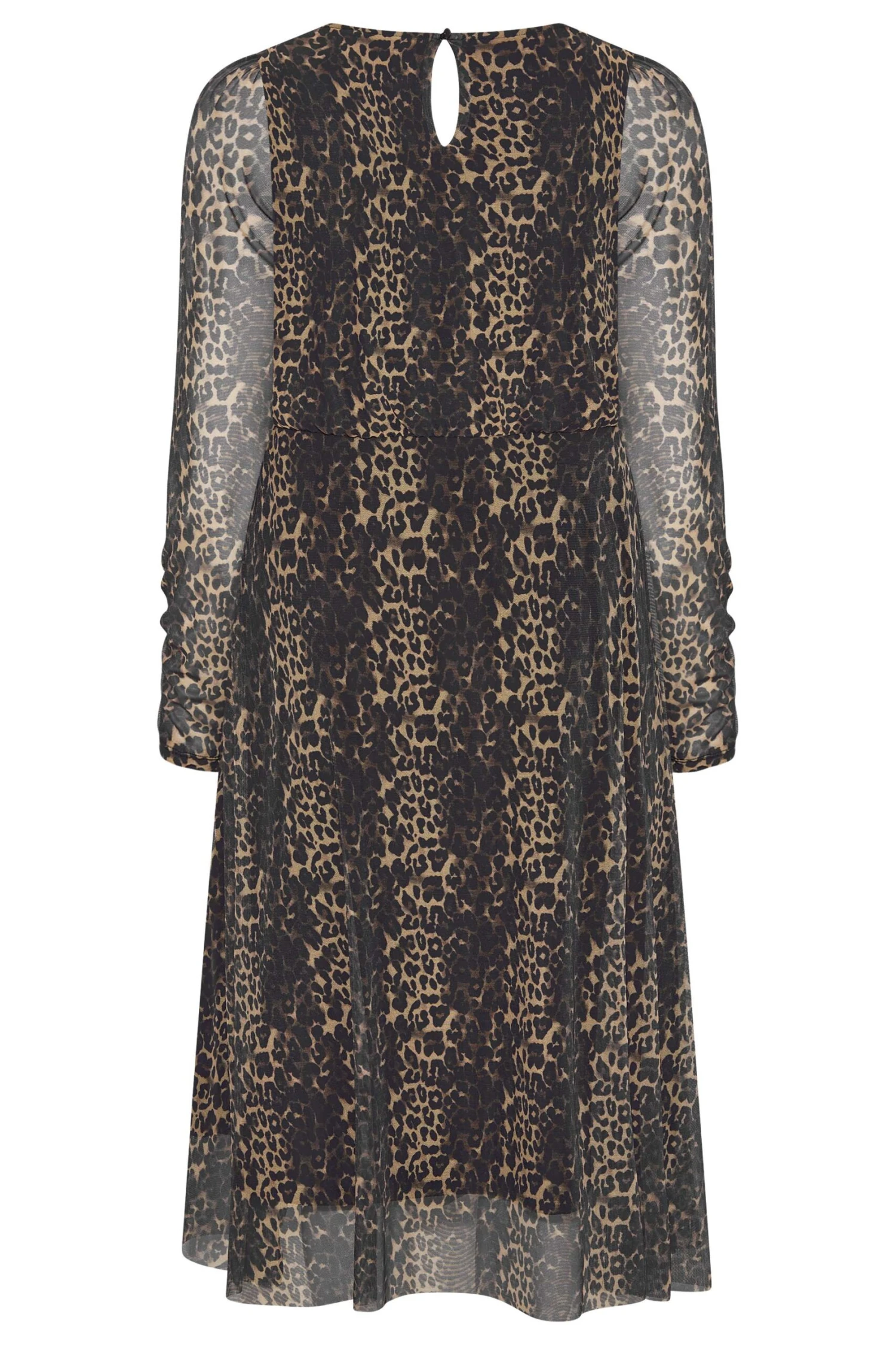 Robe Marron Midi Léopard En Filet Manches Longues 9 Robe Marron Midi Léopard En Filet Manches Longues – Image 7