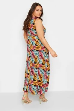YOURS - Robe Maxi Noire Feuilles Tropicales Roses & Jaunes -GrandeTendance Boutique 961c3d73 766e 40 301902 C