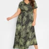 YOURS - Robe Maxi Cache-Coeur Noire Tropicale Feuilles Vertes -GrandeTendance Boutique 966b191b 51e8 47 301603 A