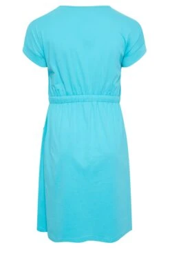 Robe T-Shirt Bleue Ciel Manches Courtes à Poches -GrandeTendance Boutique 96cdb9f9 811b 45 137306 Y