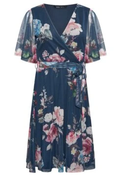 YOURS PETITE - Robe Bleue Marine Floral Volantée Cache-Coeur -GrandeTendance Boutique 97be6f9e 55fc 4d 174594 X
