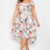 YOURS LONDON - Robe Blanche & Corail Floral En Bardot Demoiselle D'Honneur -GrandeTendance Boutique 9a0a4134 4419 4f 162216 A