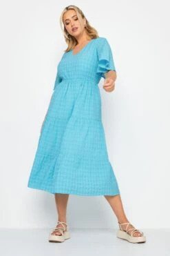 LIMITED COLLECTION - Robe Midi Bleue Aqua Texturé Smocké -GrandeTendance Boutique 9afca364 e50a 45 215543 B1