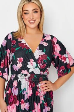 YOURS LONDON - Robe Plissée Bleue Marine Floral Longueur Maxi -GrandeTendance Boutique 9c42ef64 4f69 4b 162125 E