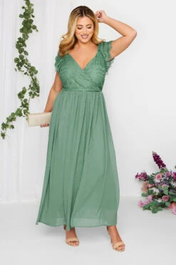 YOURS LONDON - Robe Verte Dentelle Cache-Coeur