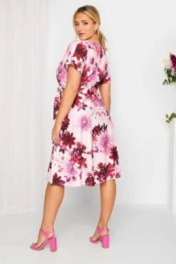 YOURS LONDON - Robe Rose & Rouge Floral Patineuse -GrandeTendance Boutique 9c779e7f f59f 44 162032 C