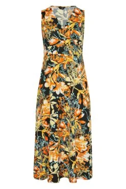 Robe Noire & Orange Maxi Multi-Floral -GrandeTendance Boutique 9c8bae0b 27d4 49 300810 X