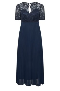 YOURS LONDON - Robe De Demoiselle D'Honneur Bleue Marine Plissée Dentelle -GrandeTendance Boutique 9cbdc172 b38c 43 161903 X