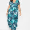 YOURS - Robe Bleue Turquoise Maxi Imprimé Feuilles Tropicales Cache-Coeur -GrandeTendance Boutique 9db10abe b1a6 47 301991 A