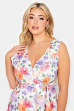 YOURS PETITE - Robe Blanche Floral Orange & Lavande -GrandeTendance Boutique 9dc5f816 613a 4c 174554 D