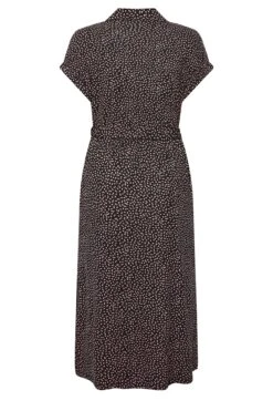 Robe Noire Midaxi Imprimé Feuilles Manches Courtes -GrandeTendance Boutique 9e23a814 caf2 4b 137433 Y