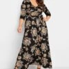 Robe Noire & Beige Floral En Manches Longues -GrandeTendance Boutique 9ed0a265 525b 41 301149 A