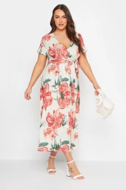 YOURS - Robe Cache-Coeur Midaxi Blanche Floral