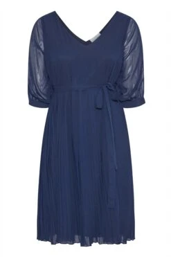 YOURS LONDON - Robe Midi Bleue Marine Plissée Volantée -GrandeTendance Boutique 9f507667 eb0e 42 161287 X