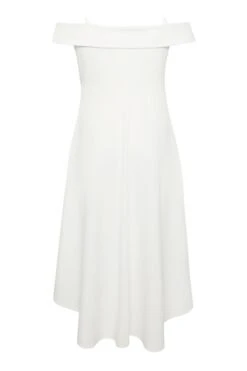 YOURS LONDON - Robe Blanche Midi Coupe Bardot Ourlet Plongeant -GrandeTendance Boutique a02fb510 d3b9 4e 162089 Y