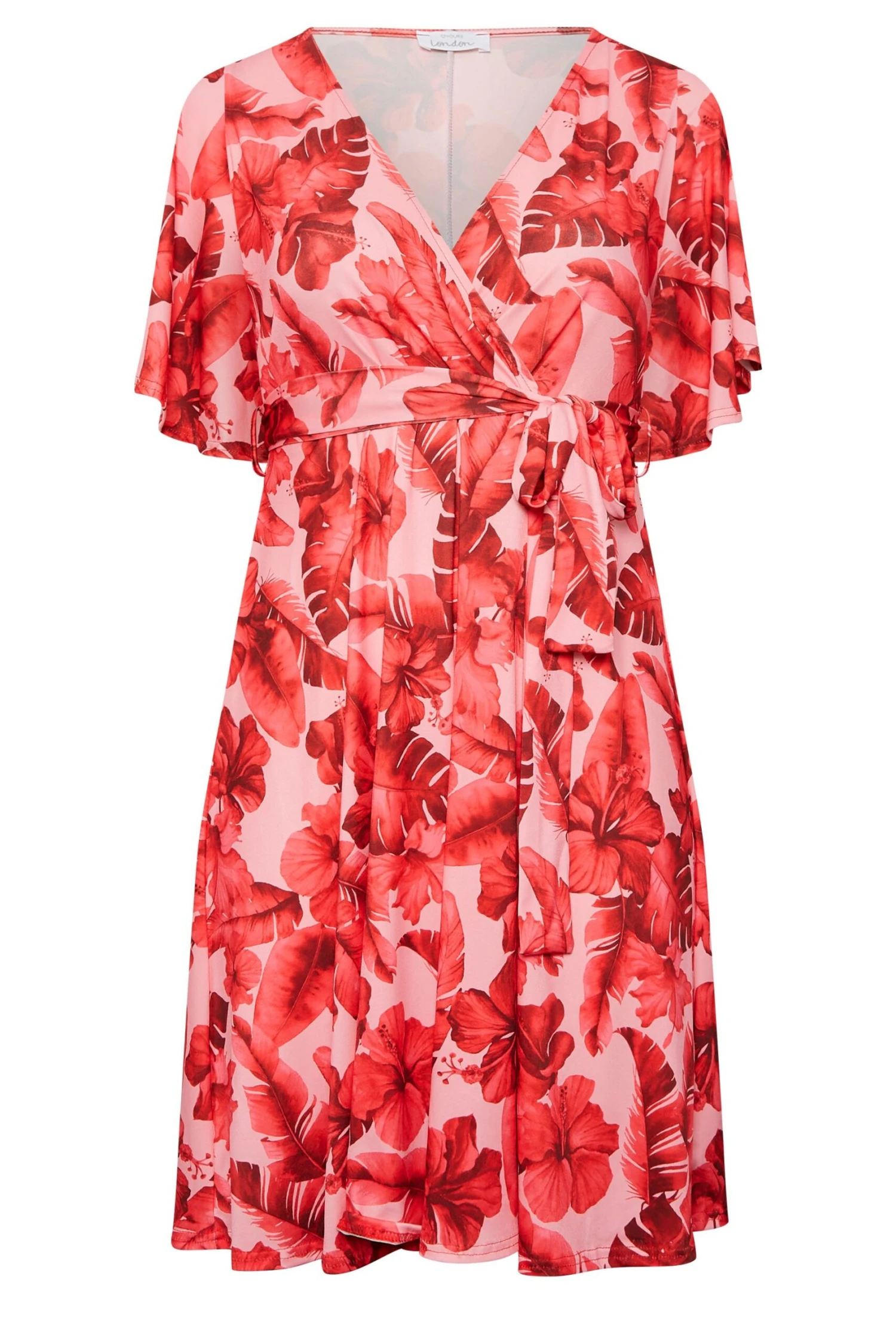 YOURS LONDON - Robe Rose Imprimé Tropical Cache-Coeur 8 YOURS LONDON - Robe Rose Imprimé Tropical Cache-Coeur – Image 6