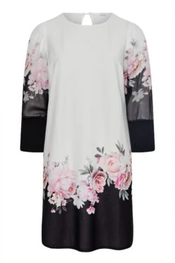 YOURS LONDON - Robe Blanche Bordure Noire & Floral -GrandeTendance Boutique a0d5aae2 c228 48 161474 X