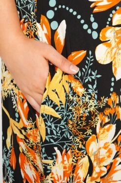 Robe Noire & Orange Maxi Multi-Floral -GrandeTendance Boutique a17a8844 5c99 4d 300810 D