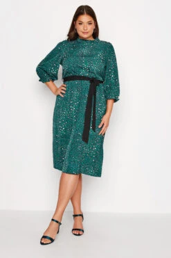 YOURS LONDON - Robe Verte Imprimé Animal Avec Ceinture