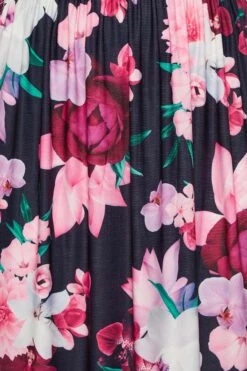 YOURS LONDON - Robe Plissée Bleue Marine Floral Longueur Maxi -GrandeTendance Boutique a1e27680 ca4a 45 162125 Z