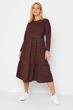 Robe Midi Bordeaux Volanté