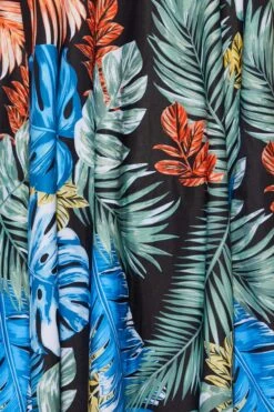 Robe De Bain Noire Imprimé Feuilles Tropicales Volantée -GrandeTendance Boutique a23a00b5 47b7 41 150256 Z