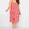 YOURS - Robe Rouge Floral Volanté Fines Bretelles -GrandeTendance Boutique a3399240 d9c9 47 137423 A