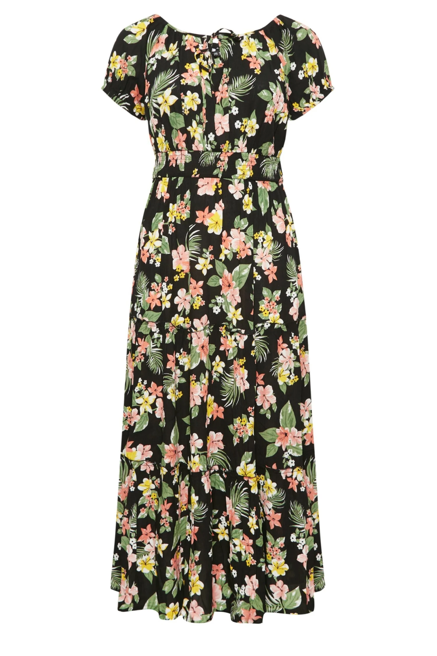 YOURS - Robe Noire Maxi Floral Tropical Volanté 8 YOURS - Robe Noire Maxi Floral Tropical Volanté – Image 6