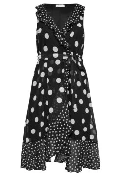 YOURS LONDON - Robe Midi Noire & Blanche à Pois Coupe Volantée -GrandeTendance Boutique a481f4c4 3053 4c 162055 X