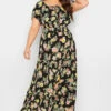 YOURS - Robe Noire Maxi Floral Tropical Volanté -GrandeTendance Boutique a488ac16 1bc8 44 137324 A