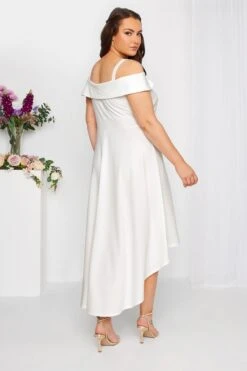 YOURS LONDON - Robe Blanche Midi Coupe Bardot Ourlet Plongeant -GrandeTendance Boutique a52a6160 01ed 46 162089 C