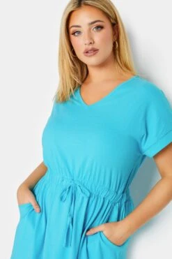 Robe T-Shirt Bleue Ciel Manches Courtes à Poches -GrandeTendance Boutique a551ae3d 3e9e 4a 137306 D