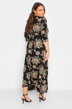 Robe Noire & Beige Floral En Manches Longues -GrandeTendance Boutique a58f4415 9acd 48 301149 C