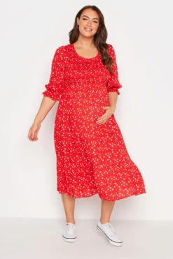 BUMP IT UP MATERNITY - Robe Rouge Floral Midi